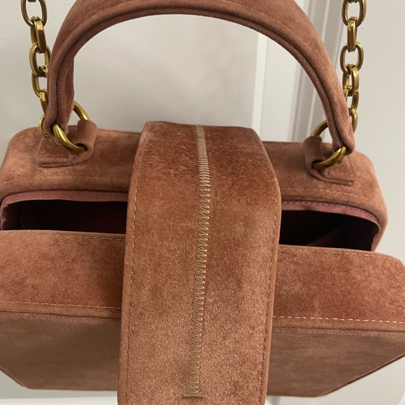 The Love and Lore Velvet Top Handle Box Bag Has a Rose Velvet Finish - Picture 6 of 9